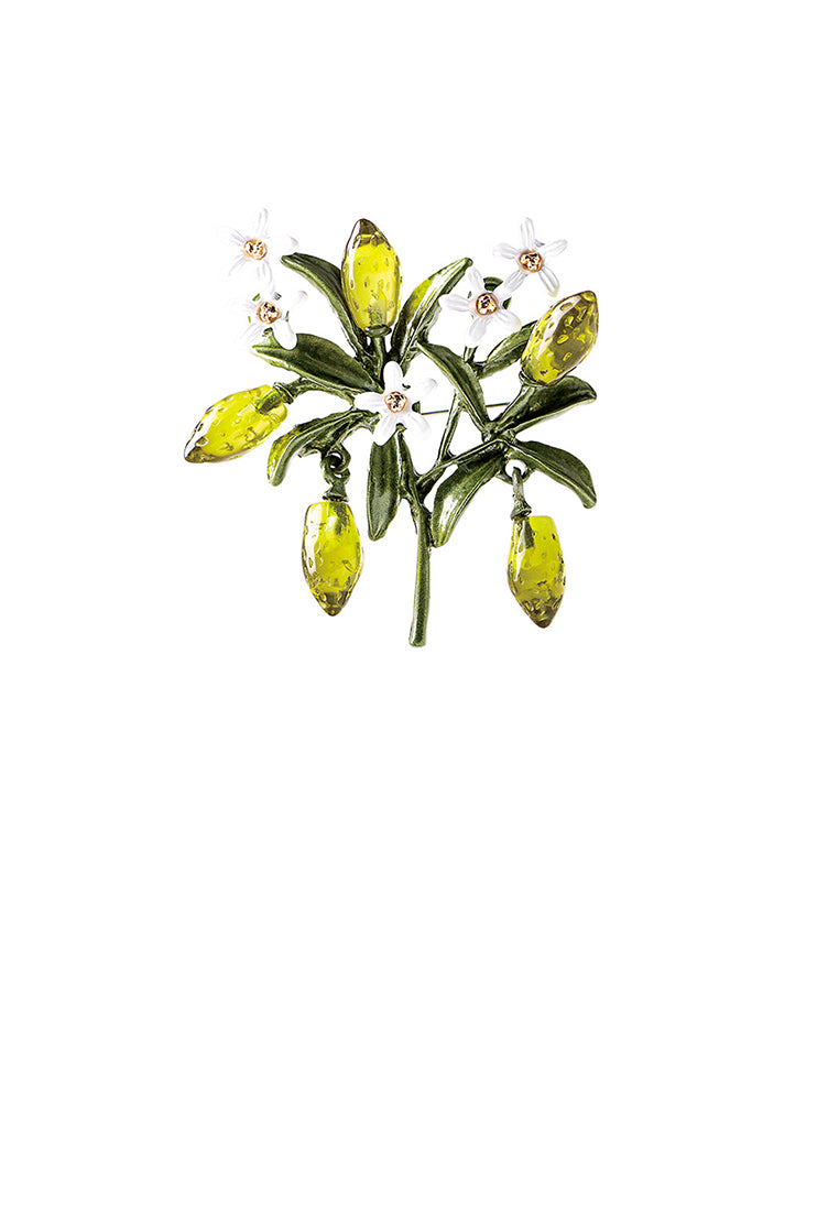 Fashion Temperament Plated Gold Enamel Flower Brooch