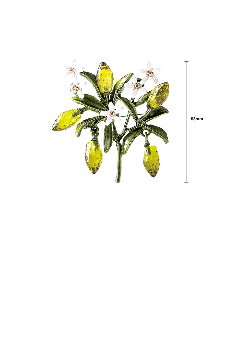 Fashion Temperament Plated Gold Enamel Flower Brooch