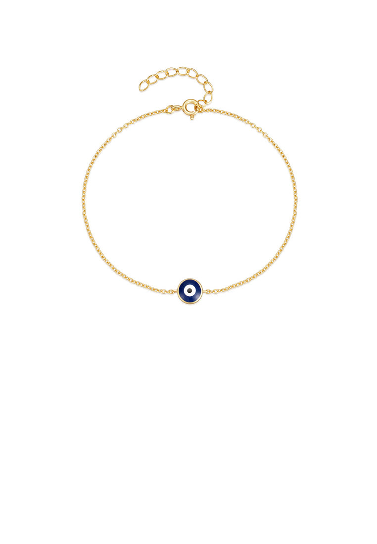 925 Sterling Silver Plated Gold Simple Personalized Enamel Devils Eye Bracelet