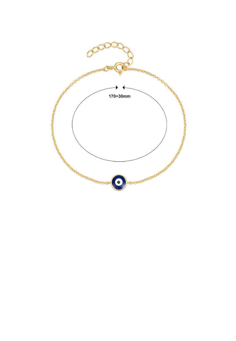 925 Sterling Silver Plated Gold Simple Personalized Enamel Devils Eye Bracelet