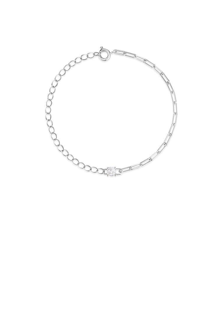 925 Sterling Silver Fashion Simple Chain Stitching Bracelet with Cubic Zirconia - Luxurious Look