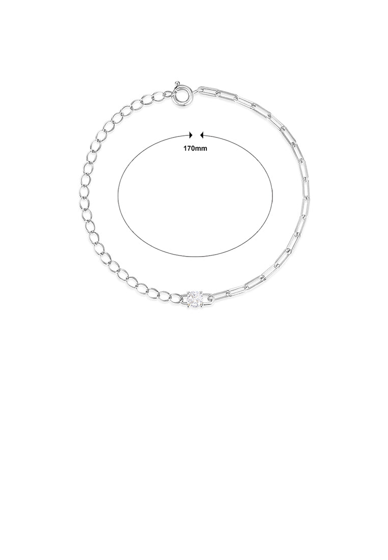 925 Sterling Silver Fashion Simple Chain Stitching Bracelet with Cubic Zirconia - Luxurious Look