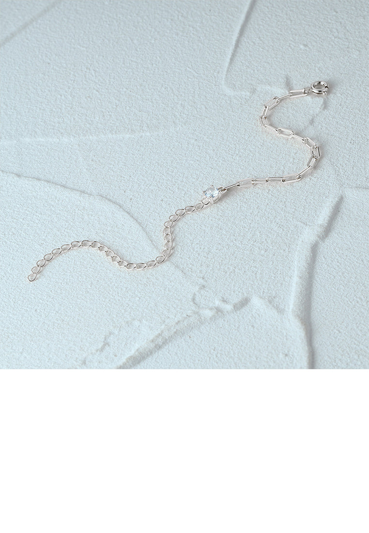 925 Sterling Silver Fashion Simple Chain Stitching Bracelet with Cubic Zirconia - Luxurious Look