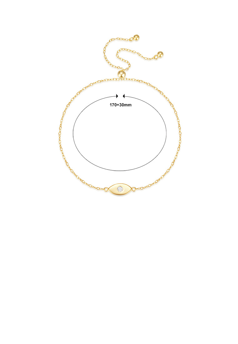 925 Sterling Silver Plated Gold Simple Personalized Devils Eye Bracelet with Cubic Zirconia - Luxurious Look