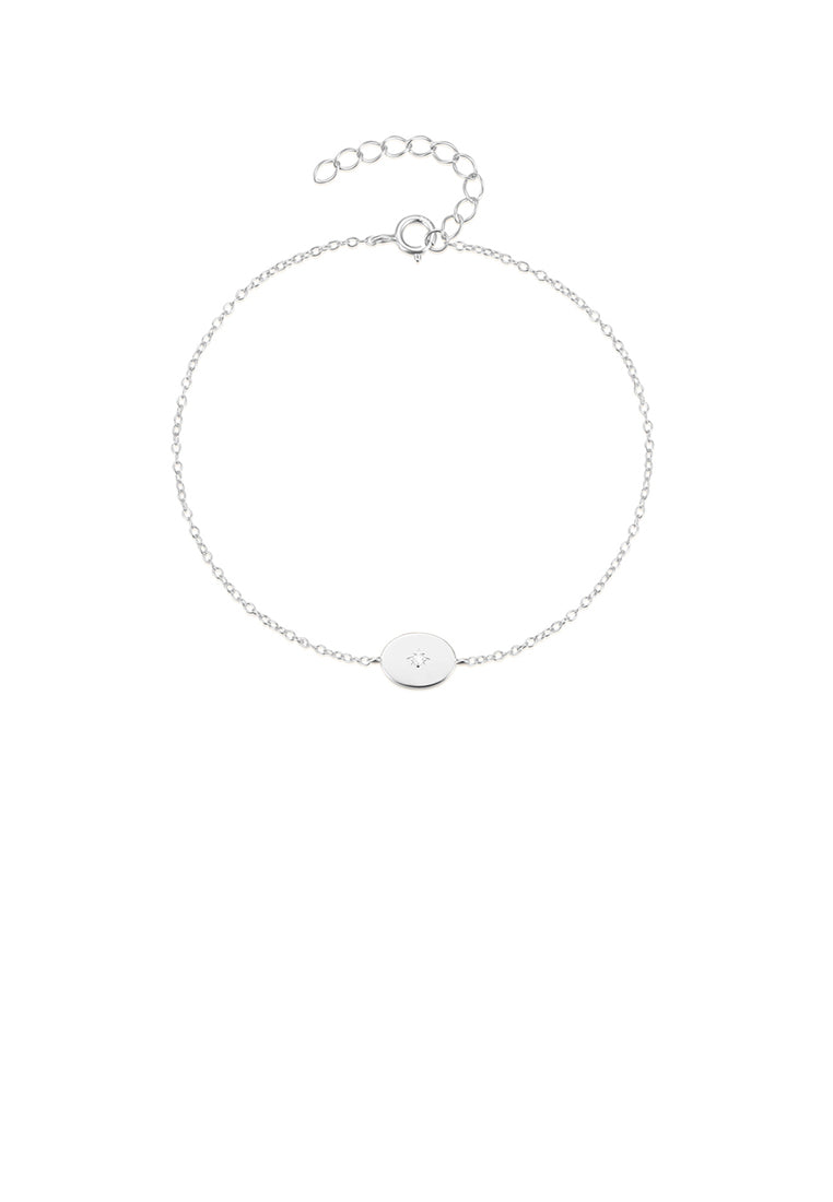 925 Sterling Silver Simple and Fashion Geometric Metal Bracelet with Cubic Zirconia - Luxurious Look