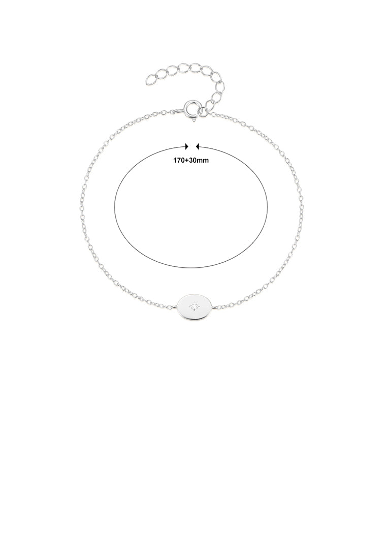 925 Sterling Silver Simple and Fashion Geometric Metal Bracelet with Cubic Zirconia - Luxurious Look