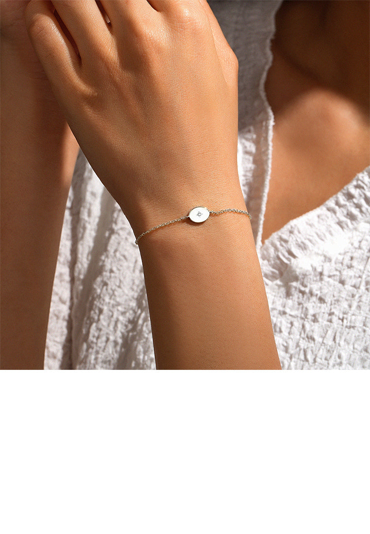 925 Sterling Silver Simple and Fashion Geometric Metal Bracelet with Cubic Zirconia - Luxurious Look