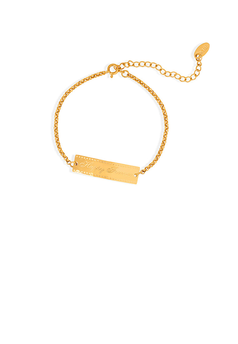Fashion and Simple Plated Gold 316L Stainless Steel English Alphabet Geometric Rectangular Bracelet