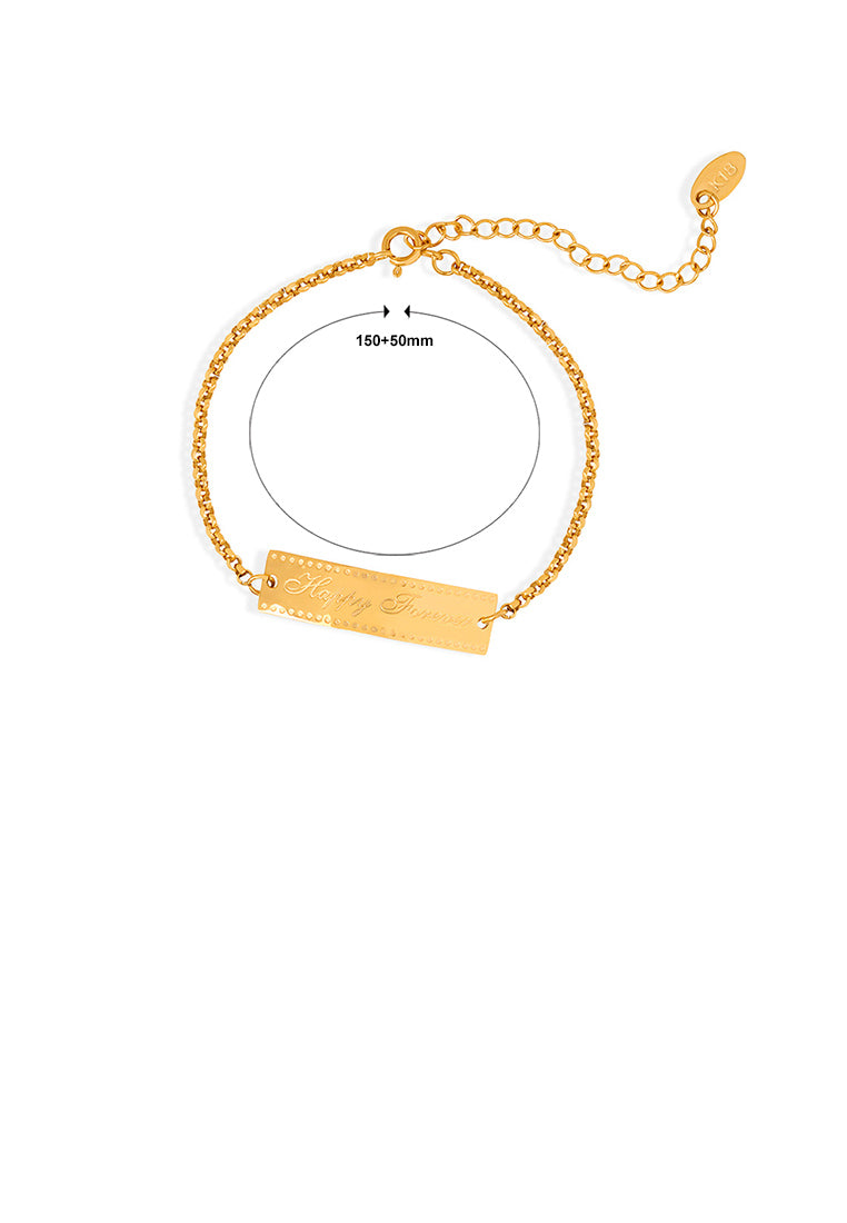 Fashion and Simple Plated Gold 316L Stainless Steel English Alphabet Geometric Rectangular Bracelet