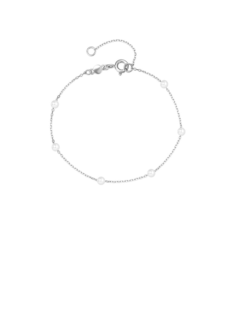 925 Sterling Silver Simple and Fashion Geometric Imitation Pearl Bracelet - Luxurious Look