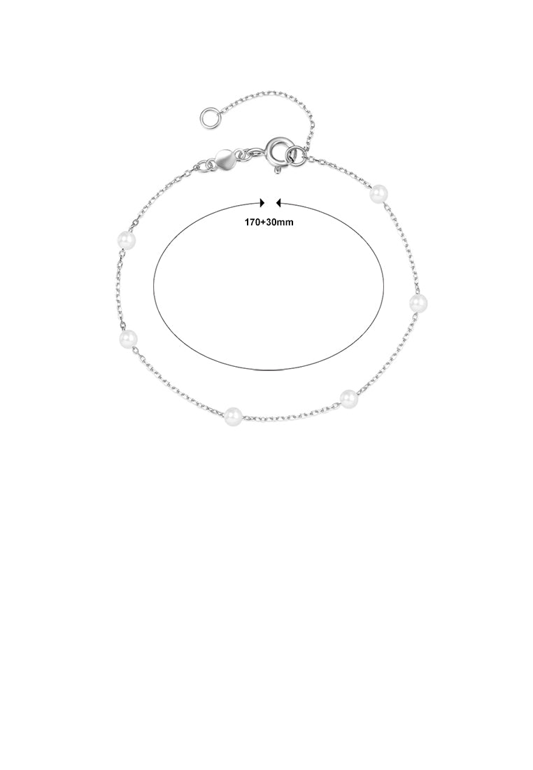 925 Sterling Silver Simple and Fashion Geometric Imitation Pearl Bracelet - Luxurious Look