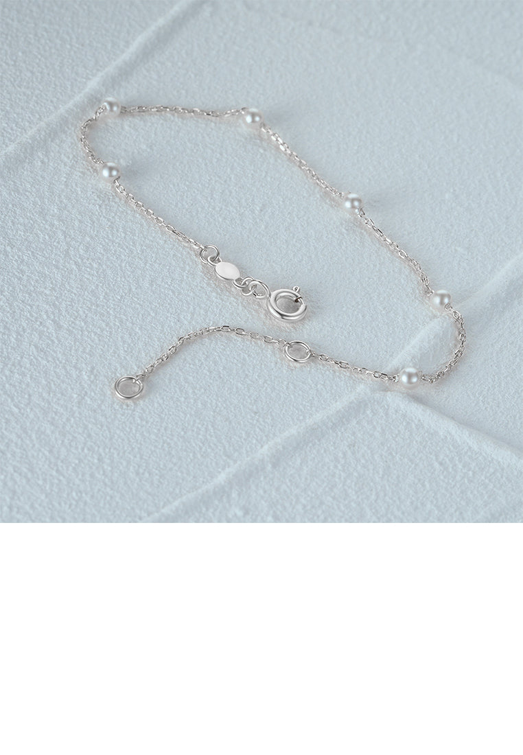 925 Sterling Silver Simple and Fashion Geometric Imitation Pearl Bracelet - Luxurious Look