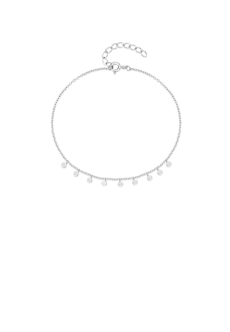 925 Sterling Silver Simple and Fashion Geometric Disc Bracelet