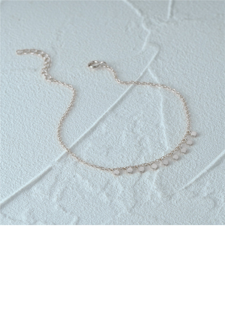 925 Sterling Silver Simple and Fashion Geometric Disc Bracelet