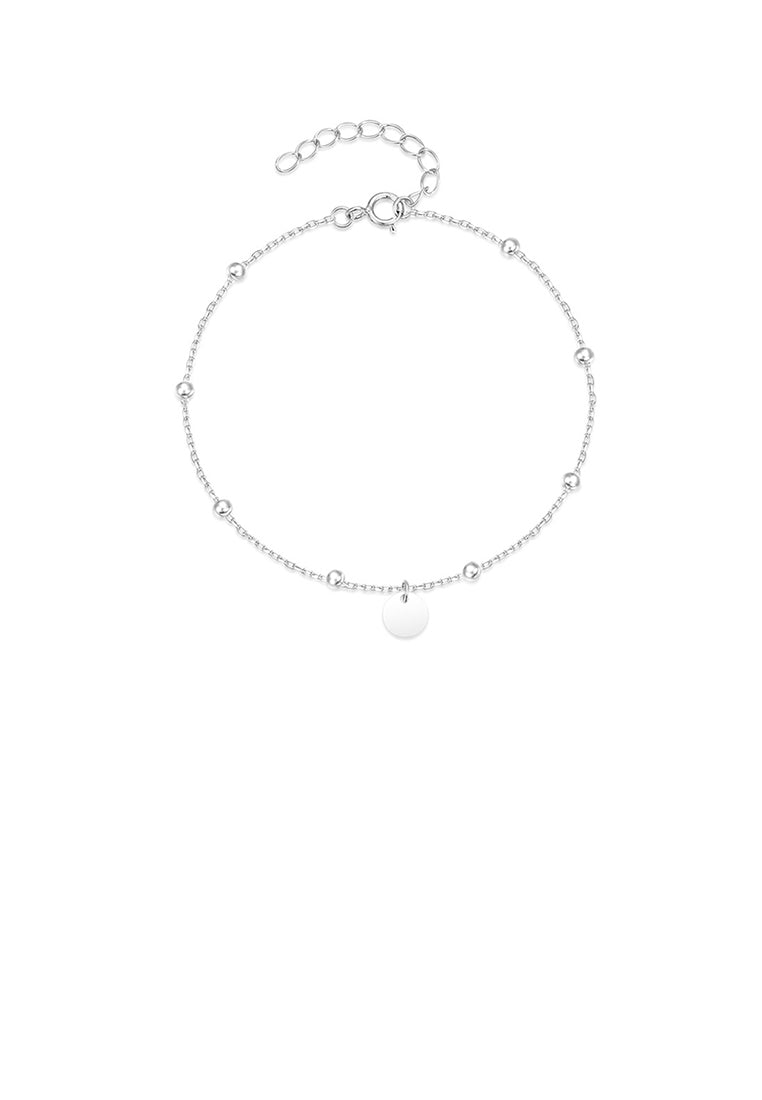 925 Sterling Silver Simple and Fashion Geometric Round Chain Bracelet