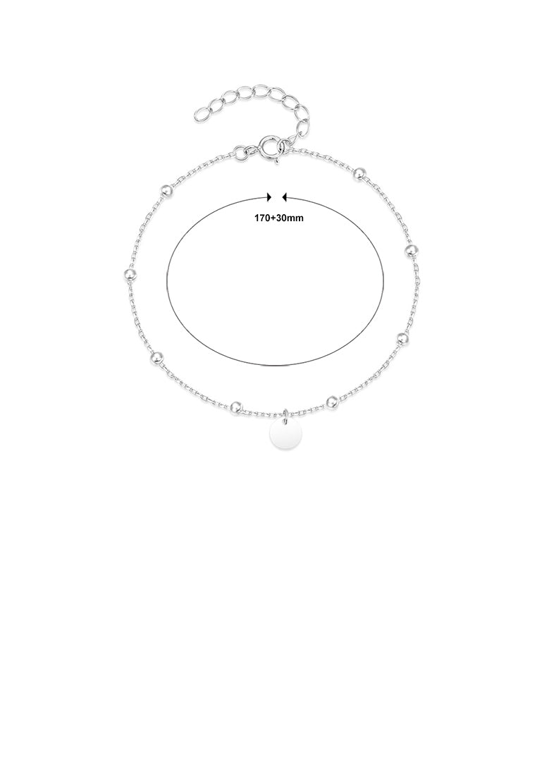 925 Sterling Silver Simple and Fashion Geometric Round Chain Bracelet