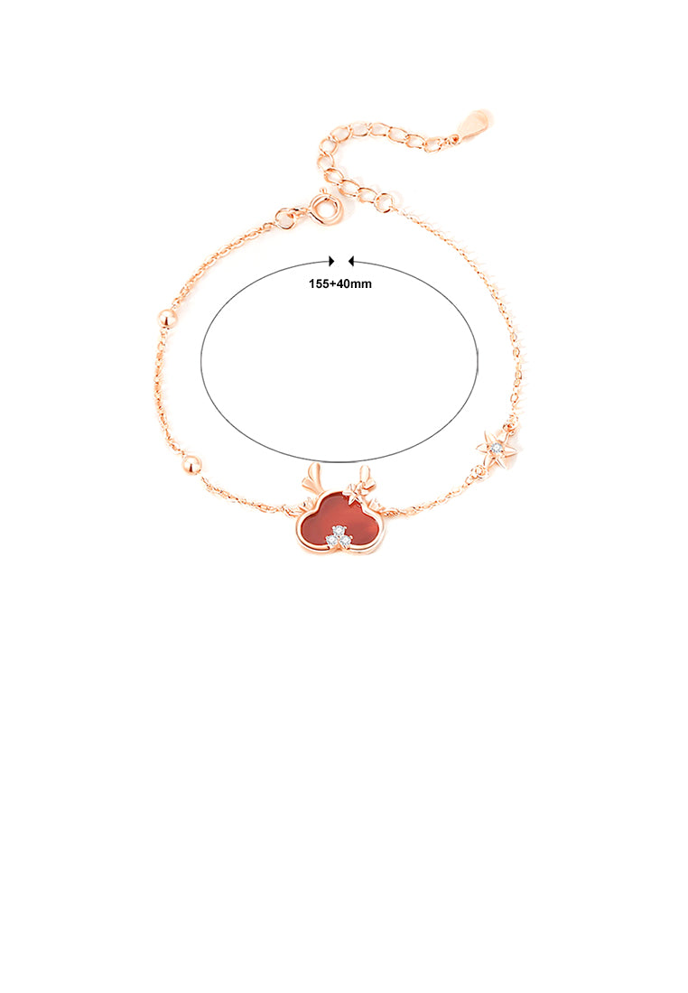 925 Sterling Silver Plated Rose Gold Fashion Cute Cartoon Dragon Imitation Agate Bracelet with Cubic Zirconia - Luxurious Look