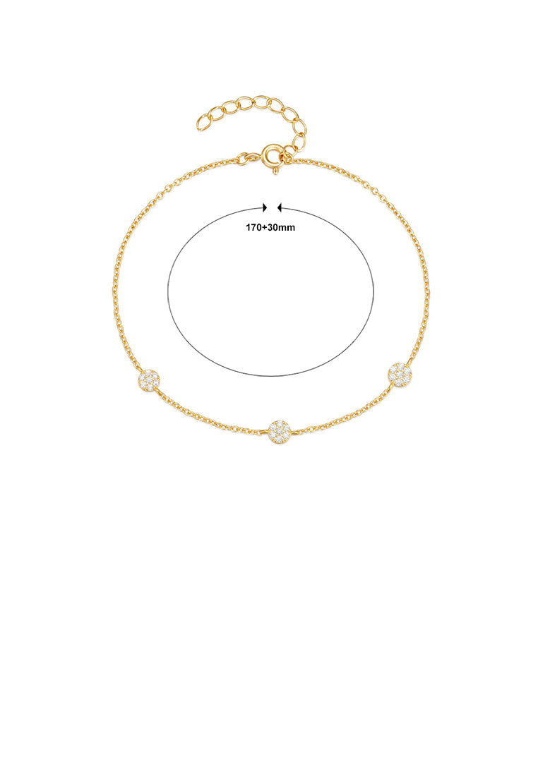 925 Sterling Silver Plated Gold Simple Fashion Geometric Round Bracelet with Cubic Zirconia - Luxurious Look