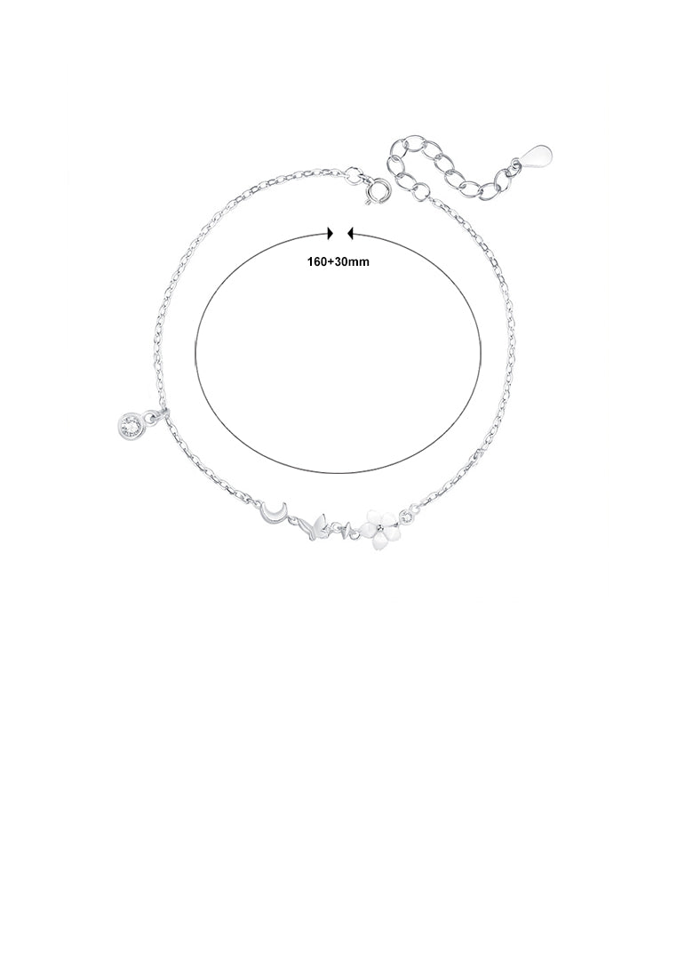 925 Sterling Silver Fashion Simple Flower Butterfly Bracelet with Cubic Zirconia - Luxurious Look