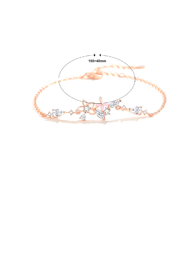 925 Sterling Silver Plated Rose Gold Fashion Temperament Hollow Cherry Bracelet with Cubic Zirconia - Luxurious Look
