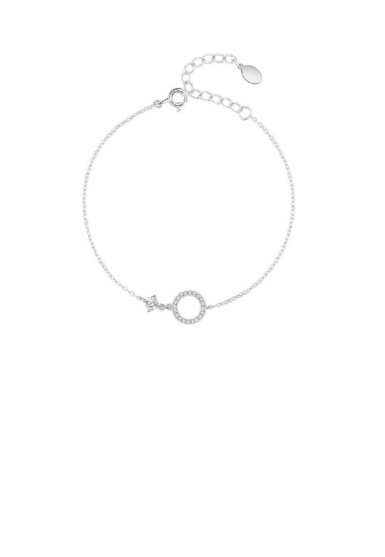 925 Sterling Silver Simple Fashion Geometric Circle Bracelet with Cubic Zirconia - Luxurious Look