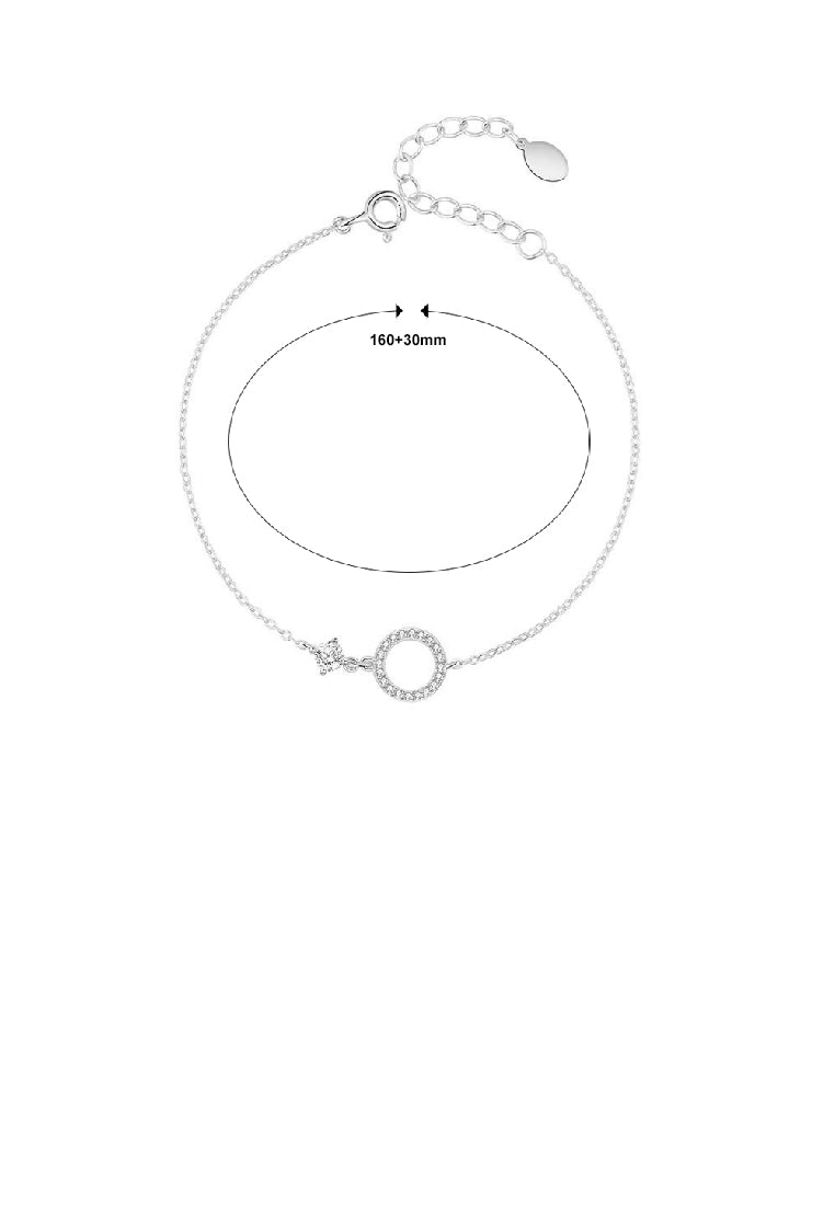 925 Sterling Silver Simple Fashion Geometric Circle Bracelet with Cubic Zirconia - Luxurious Look