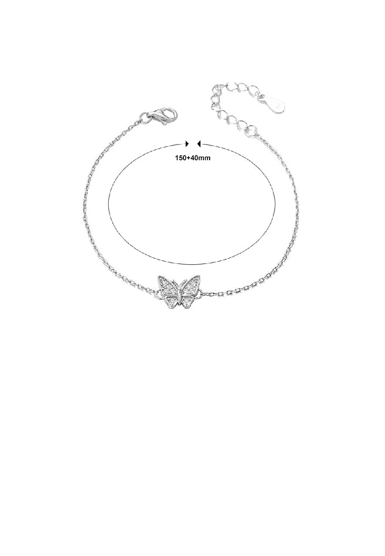 925 Sterling Silver Fashion Simple Butterfly Bracelet with Cubic Zirconia - Luxurious Look
