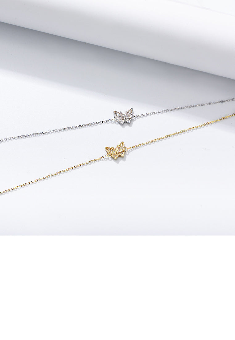 925 Sterling Silver Fashion Simple Butterfly Bracelet with Cubic Zirconia - Luxurious Look