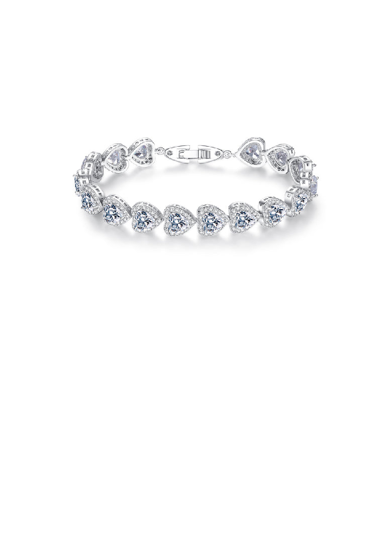 Fashion Simple Heart Bracelet with Cubic Zirconia - Luxurious Look