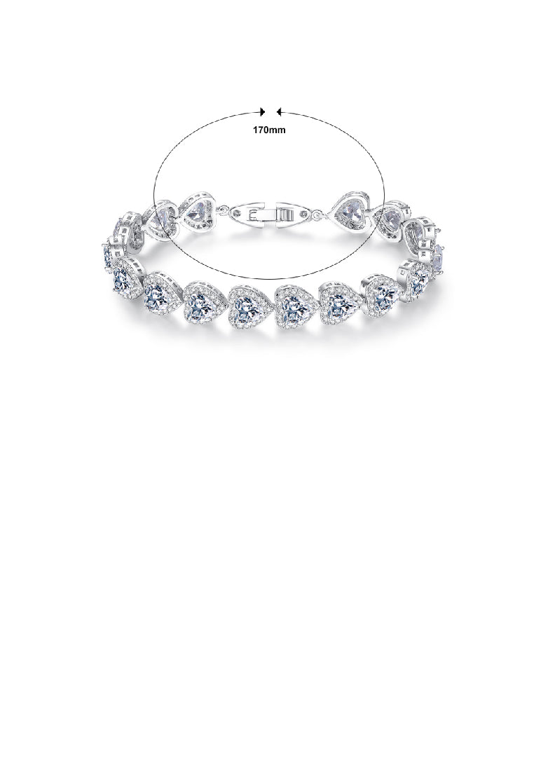 Fashion Simple Heart Bracelet with Cubic Zirconia - Luxurious Look