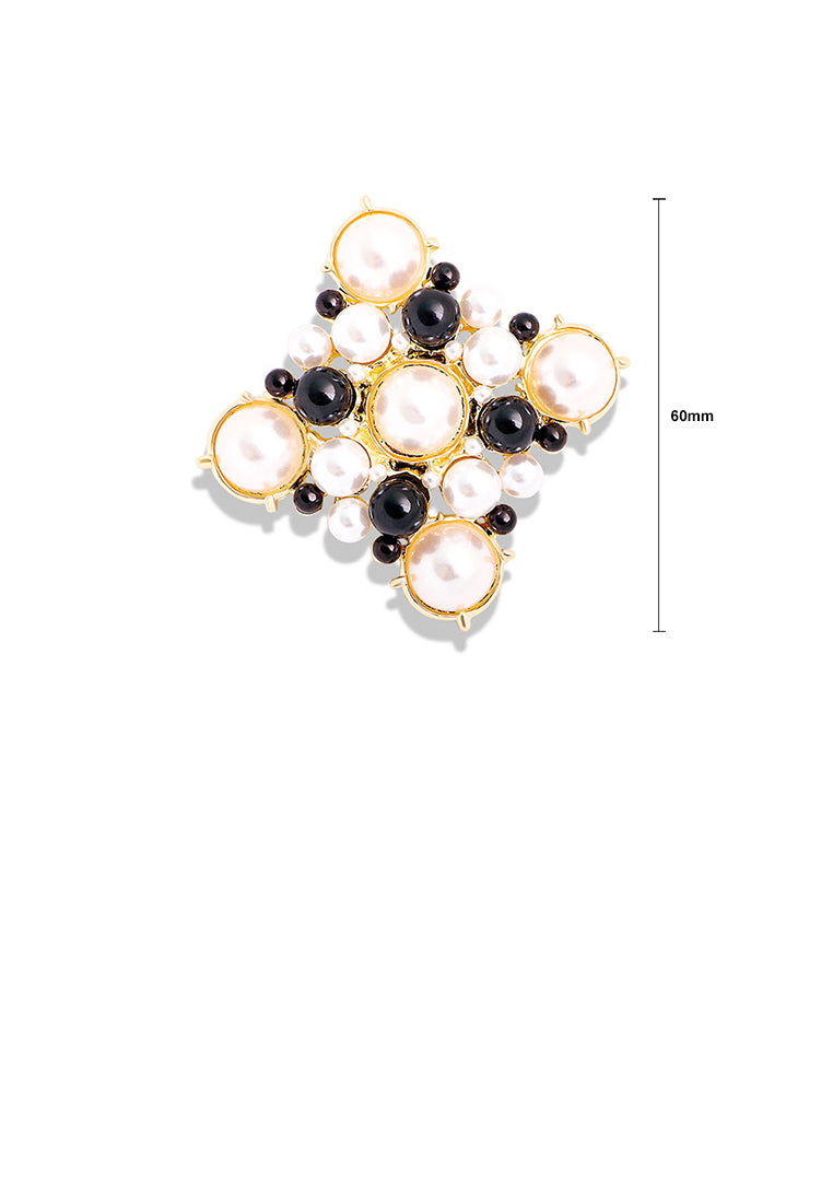 Fashion and Elegant Plated Gold Geometric Imitation Pearl Brooch - Luxurious Look