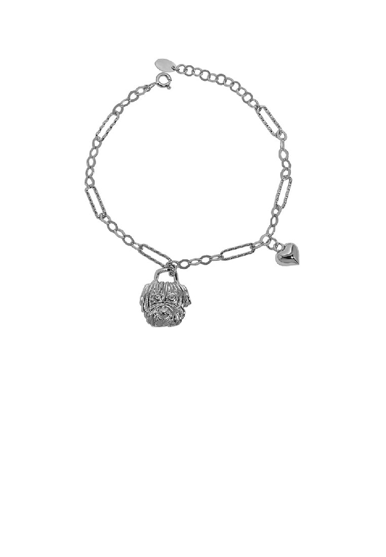925 Sterling Silver Fashion Cute Puppy Heart Bracelet