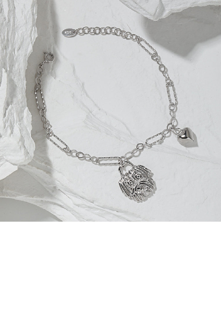 925 Sterling Silver Fashion Cute Puppy Heart Bracelet