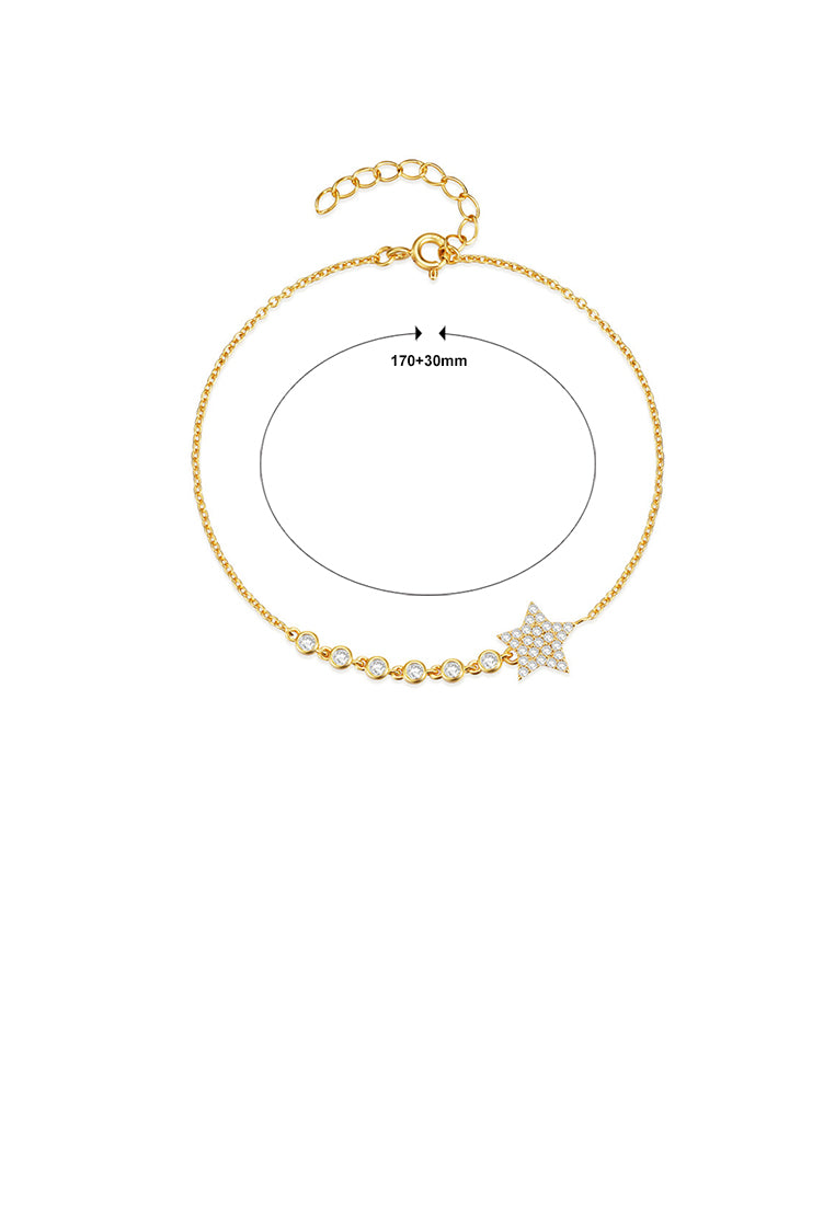 925 Sterling Silver Plated Gold Fashion Simple Star Bracelet with Cubic Zirconia - Luxurious Look