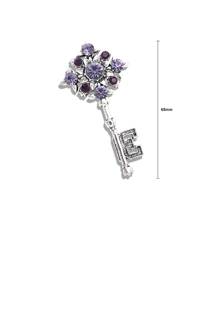 Fashion and Creative Flower Key Brooch with Cubic Zirconia - Luxurious Look