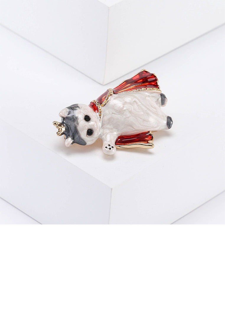 Simple and Cute Plated Gold Enamel Crown Cape Cat Brooch