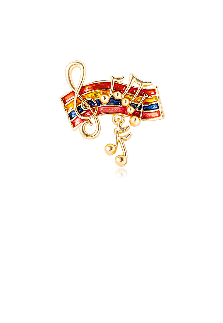 Fashion and Creative Plated Gold Enamel Colorful Musical Note Brooch