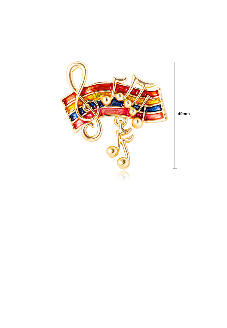 Fashion and Creative Plated Gold Enamel Colorful Musical Note Brooch