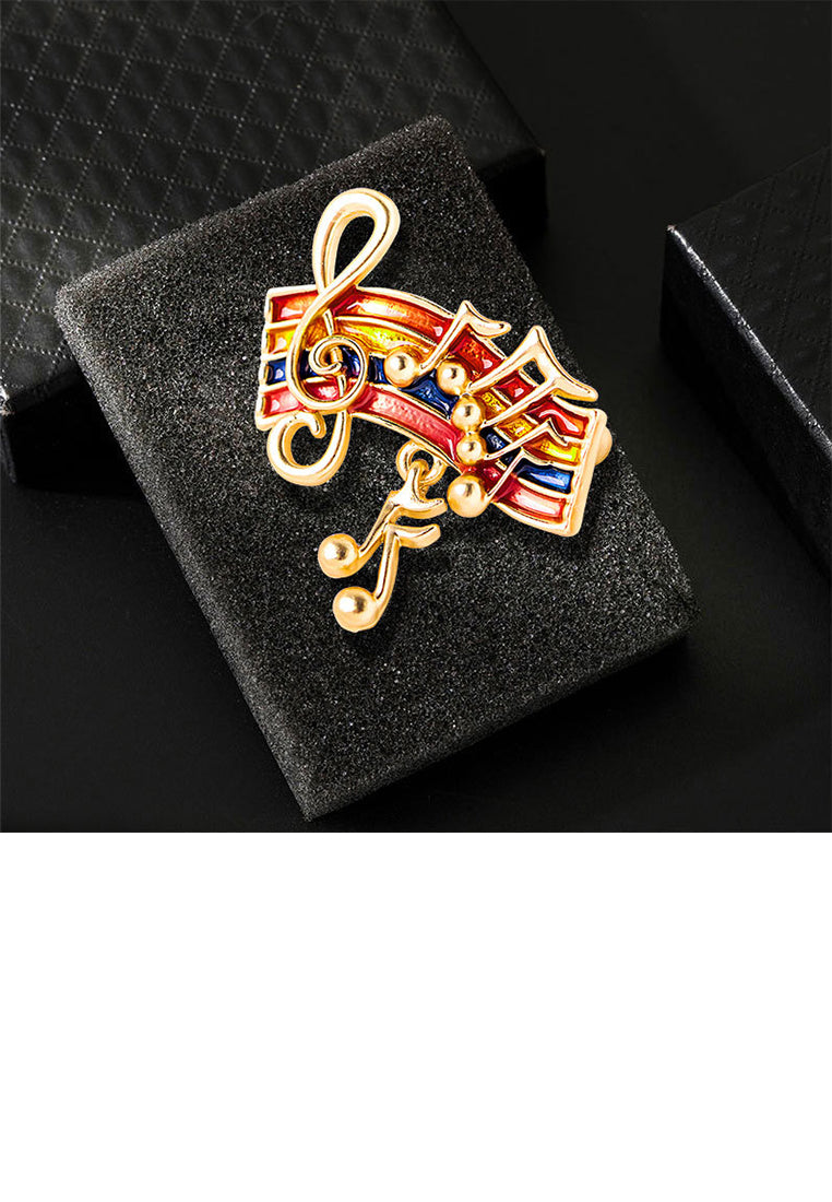 Fashion and Creative Plated Gold Enamel Colorful Musical Note Brooch