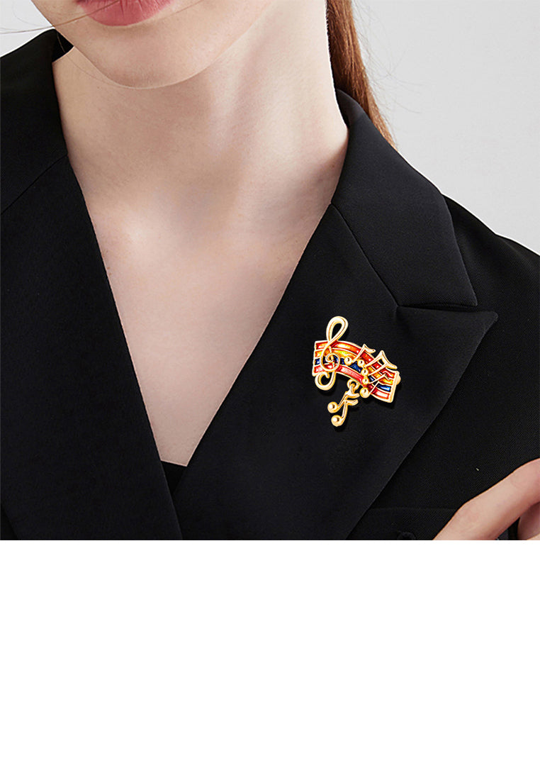 Fashion and Creative Plated Gold Enamel Colorful Musical Note Brooch