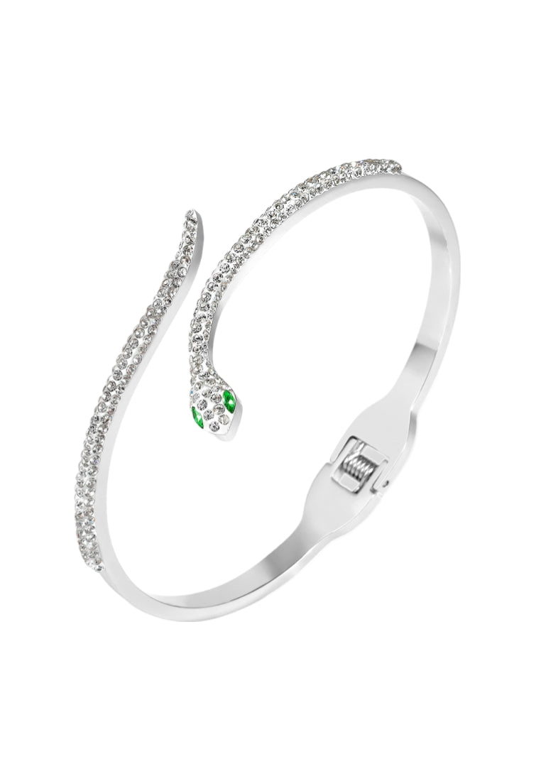 Fashion Personalized Snake Cuff Bracelet with Cubic Zirconia - Luxurious Look