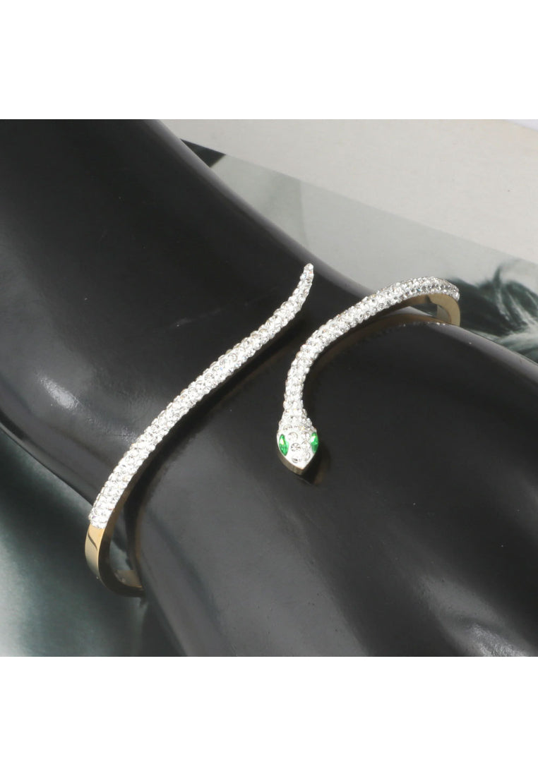 Fashion Personalized Snake Cuff Bracelet with Cubic Zirconia - Luxurious Look