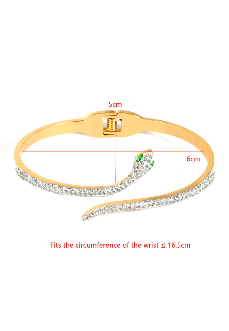 Fashion Personalized Snake Cuff Bracelet with Cubic Zirconia - Luxurious Look