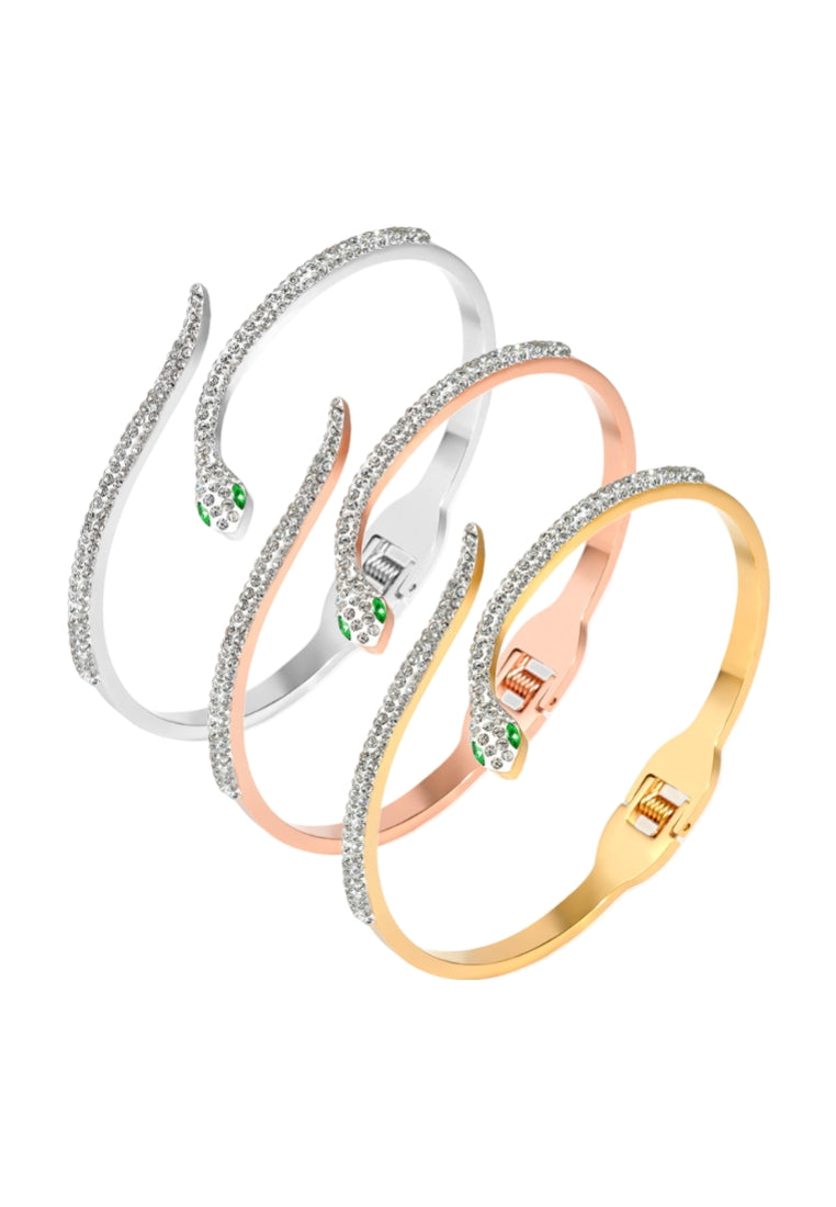 Fashion Personalized Snake Cuff Bracelet with Cubic Zirconia - Luxurious Look