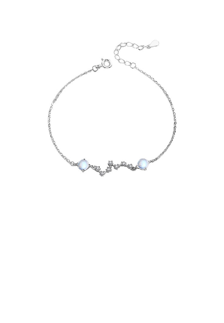 925 Sterling Silver Fashion Temperament Big Dipper Moonstone Bracelet with Cubic Zirconia - Luxurious Look