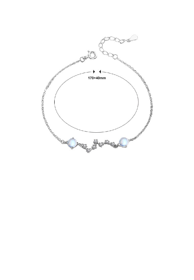 925 Sterling Silver Fashion Temperament Big Dipper Moonstone Bracelet with Cubic Zirconia - Luxurious Look