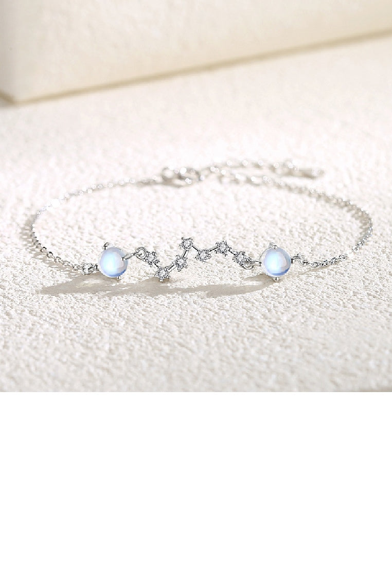 925 Sterling Silver Fashion Temperament Big Dipper Moonstone Bracelet with Cubic Zirconia - Luxurious Look