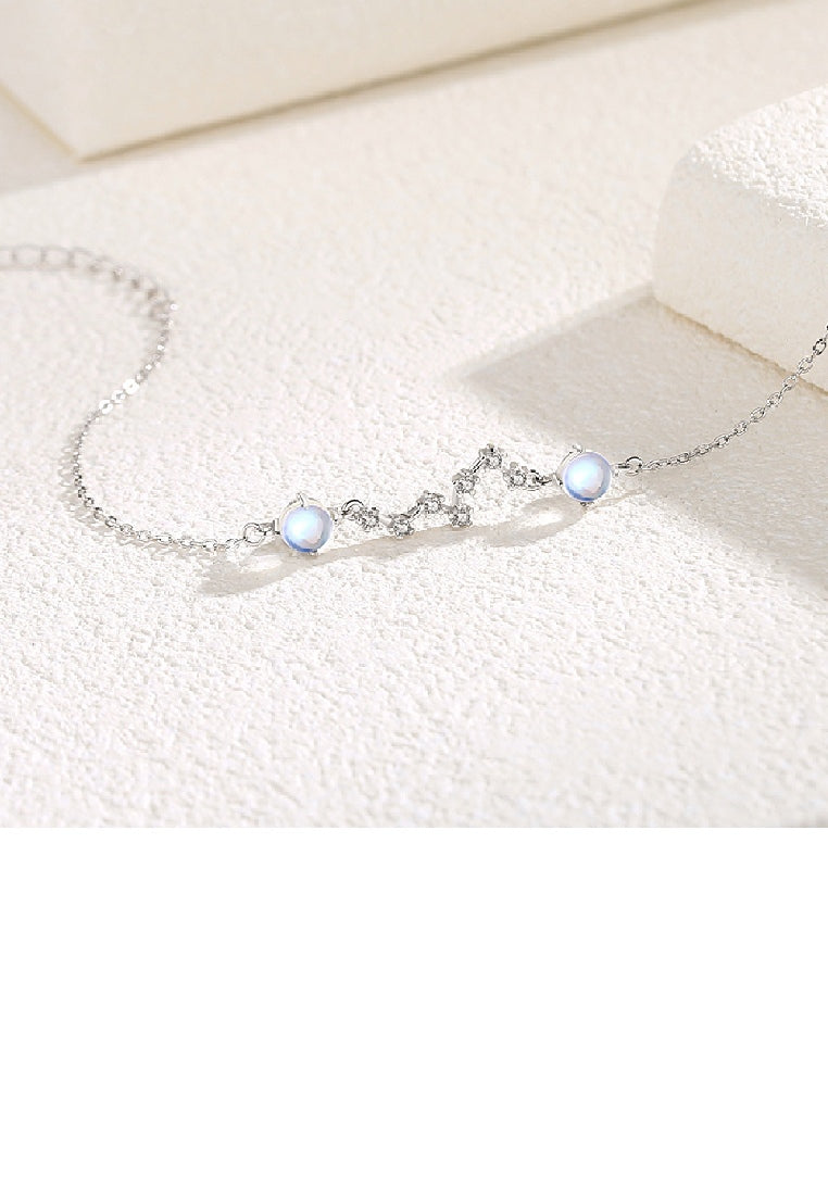 925 Sterling Silver Fashion Temperament Big Dipper Moonstone Bracelet with Cubic Zirconia - Luxurious Look
