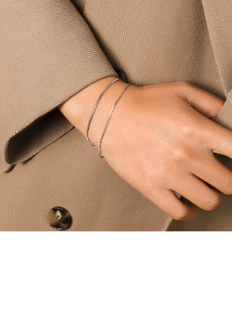 Simple Fashion 316L Stainless Steel Geometric Double Layer Bracelet