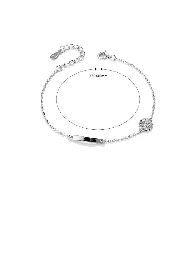 925 Sterling Silver Simple Fashion Round Bar Geometric Bracelet with Cubic Zirconia - Luxurious Look
